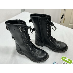 Girls Excellent Condition Soda Combat Style Midcalf Boots 3 Black Low Heel